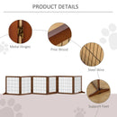 Pet Barriers, 14ft Large Freestanding Pet Gate w/ 6 Wood Framed Panels & Support Feet - Brown - Seasonal Overstock