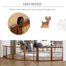 Pet Barriers, 14ft Large Freestanding Pet Gate w/ 6 Wood Framed Panels & Support Feet - Brown - Seasonal Overstock