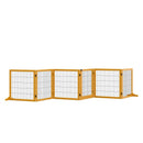 Pet Barriers, 14ft Large Freestanding Pet Gate w/ 6 Wood Framed Panels & Support Feet - Finished Wood - Seasonal Overstock