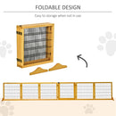Pet Barriers, 14ft Large Freestanding Pet Gate w/ 6 Wood Framed Panels & Support Feet - Finished Wood - Seasonal Overstock