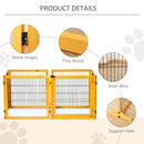 Pet Barriers, 14ft Large Freestanding Pet Gate w/ 6 Wood Framed Panels & Support Feet - Finished Wood - Seasonal Overstock