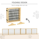 Pet Barriers, 14ft Large Freestanding Pet Gate w/ 6 Wood Framed Panels & Support Feet - Natural Wood - Seasonal Overstock