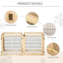 Pet Barriers, 14ft Large Freestanding Pet Gate w/ 6 Wood Framed Panels & Support Feet - Natural Wood - Seasonal Overstock