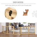 Pet Barriers, 14ft Large Freestanding Pet Gate w/ 6 Wood Framed Panels & Support Feet - Natural Wood - Seasonal Overstock