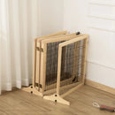 Pet Barriers, 14ft Large Freestanding Pet Gate w/ 6 Wood Framed Panels & Support Feet - Natural Wood - Seasonal Overstock