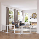 Pet Barriers, 14ft Large Freestanding Pet Gate w/ 6 Wood Framed Panels & Support Feet - White - Seasonal Overstock