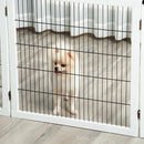 Pet Barriers, 14ft Large Freestanding Pet Gate w/ 6 Wood Framed Panels & Support Feet - White - Seasonal Overstock