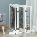Pet Barriers, 14ft Large Freestanding Pet Gate w/ 6 Wood Framed Panels & Support Feet - White - Seasonal Overstock
