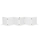 Pet Barriers, 14ft Large Freestanding Pet Gate w/ 6 Wood Framed Panels & Support Feet - White - Seasonal Overstock