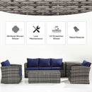 Patio Furniture, Cinder Valley 6pc Patio Set with Sofa, Loveseat, Chairs & Tables - Blue - Seasonal Overstock