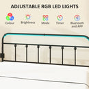 Beds, Luma Full Size Metal Platform Bedframe with LED Lights, Charging Station and Underbed Storage - Black (Copy) - Seasonal Overstock