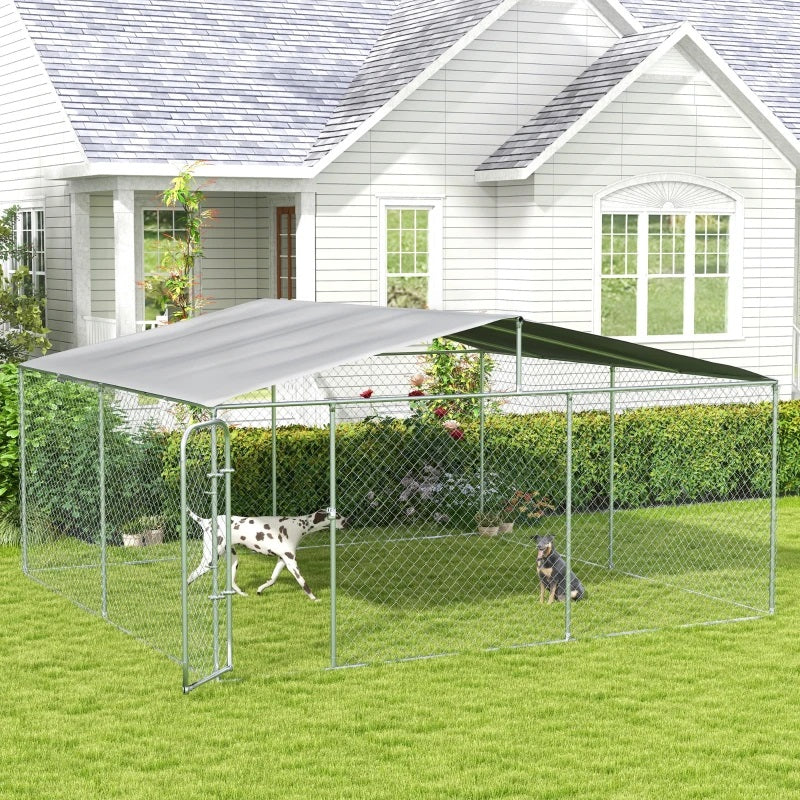 15' x 15' x 7.5' Large Dog House Kennel Pen with Canopy Shade