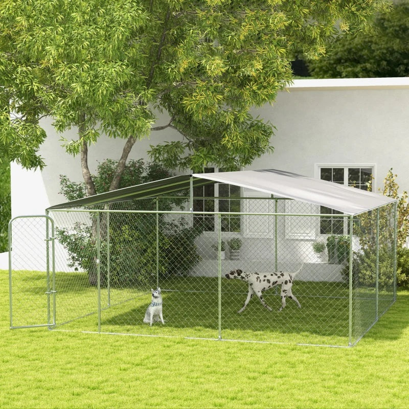 15' x 15' x 7.5' Large Dog House Kennel Pen with Canopy Shade