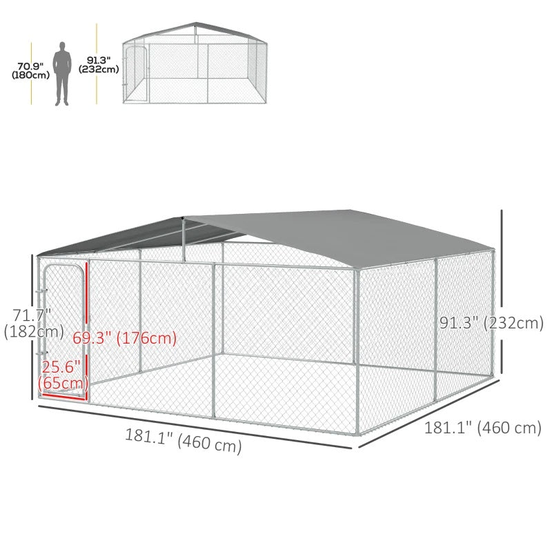 15' x 15' x 7.5' Large Dog House Kennel Pen with Canopy Shade