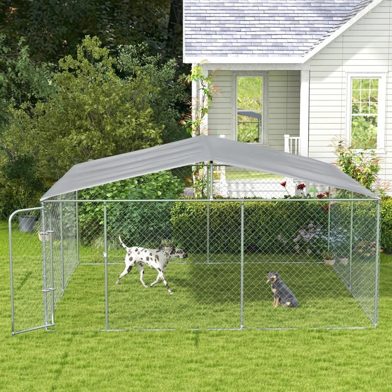 15' x 15' x 7.5' Large Dog House Kennel Pen with Canopy Shade