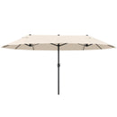 15ft Double Sided Outdoor Patio Umbrella for Tables with Lift Crank, Beige