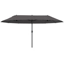 15ft Double Sided Outdoor Patio Umbrella for Tables with Lift Crank, Grey