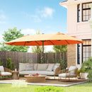 15ft Double Sided Outdoor Patio Umbrella for Tables with Lift Crank, Orange
