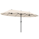 15ft Double Sided Outdoor Patio Umbrella for Tables with Lift Crank, Beige
