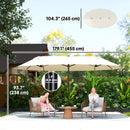 15ft Double Sided Outdoor Patio Umbrella for Tables with Lift Crank, Beige