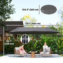 15ft Double Sided Outdoor Patio Umbrella for Tables with Lift Crank, Grey