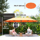 15ft Double Sided Outdoor Patio Umbrella for Tables with Lift Crank, Orange