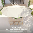 15ft Double Sided Outdoor Patio Umbrella for Tables with Lift Crank, Beige