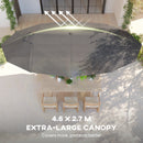 15ft Double Sided Outdoor Patio Umbrella for Tables with Lift Crank, Grey