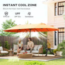 15ft Double Sided Outdoor Patio Umbrella for Tables with Lift Crank, Orange