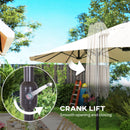 15ft Double Sided Outdoor Patio Umbrella for Tables with Lift Crank, Beige