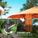 15ft Double Sided Outdoor Patio Umbrella for Tables with Lift Crank, Orange