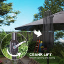 15ft Double Sided Outdoor Patio Umbrella for Tables with Lift Crank, Grey