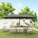 15ft Double Sided Outdoor Patio Umbrella for Tables with Lift Crank, Grey