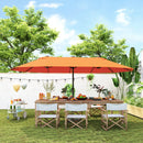 15ft Double Sided Outdoor Patio Umbrella for Tables with Lift Crank, Orange