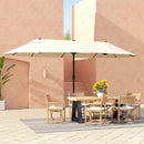 15ft Double Sided Outdoor Patio Umbrella for Tables with Lift Crank, Beige
