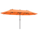 15ft Double Sided Outdoor Patio Umbrella for Tables with Lift Crank, Orange