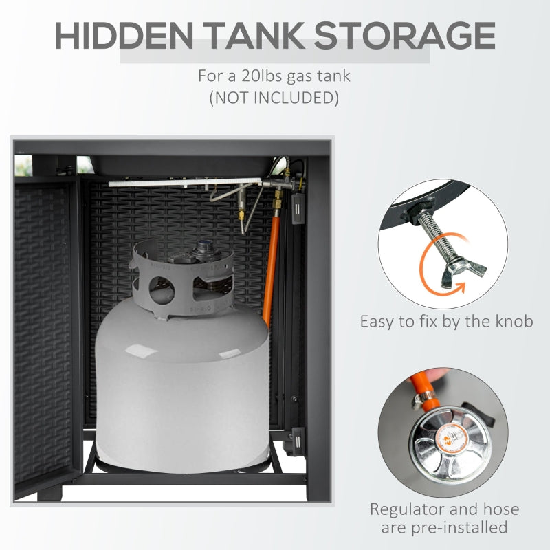 Beckett 28" Black Propane Fire Table with Lava Rocks and Cover