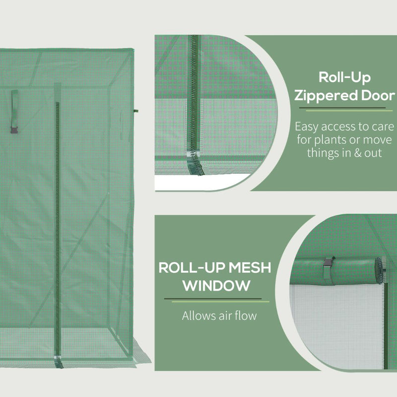 6.6' x 2.5' x 5.5' Portable Walk-In Greenhouse Hot House for Patio or Balcony - Green