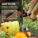 Gardening Accessories, Garden Hose Reel Cart with Wheels and Manual Winding Crank - Black - Seasonal Overstock