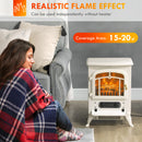 16" Freestanding Electric Fireplace with 1500W Heater with Realistic Wood Burning Flame, White