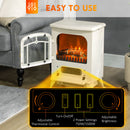 16" Freestanding Electric Fireplace with 1500W Heater with Realistic Wood Burning Flame, White