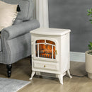16" Freestanding Electric Fireplace with 1500W Heater with Realistic Wood Burning Flame, White