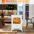 16" Freestanding Electric Fireplace with 1500W Heater with Realistic Wood Burning Flame, White