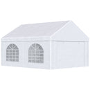 White 16 x 13 party tent with windowed sides on a white background