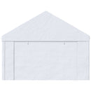 White canopy tent with a closed door on a white background