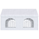 16 x 13 White canopy tent with arched window designs on a white background