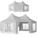 White outdoor party canopy tent with side panels on a white background