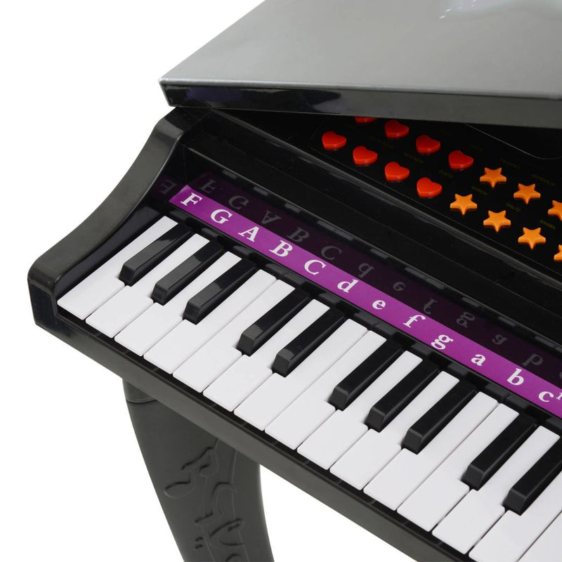 Mini Grand Piano Electronic Keyboard for Kids w/ 37 Keys and Microphone - Black