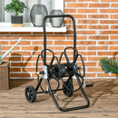 Gardening Accessories, Garden Hose Reel Cart with Wheels and Manual Winding Crank - Black - Seasonal Overstock