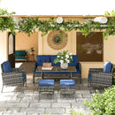 Patio Furniture, Brindlestone Terrace 6pc Outdoor Patio Set with Sofa, Chairs, Stools and Table - Blue - Seasonal Overstock